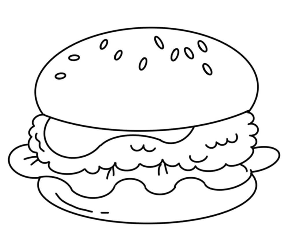 Libro para colorear de trazos y colores con hamburguesa para niños página para  colorear con una linda hamburguesa de dibujos animados  Vector Premium