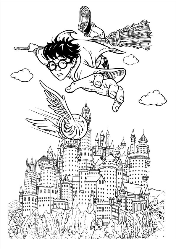  Harry Potter Volando para colorear, imprimir e dibujar –ColoringOnly.Com