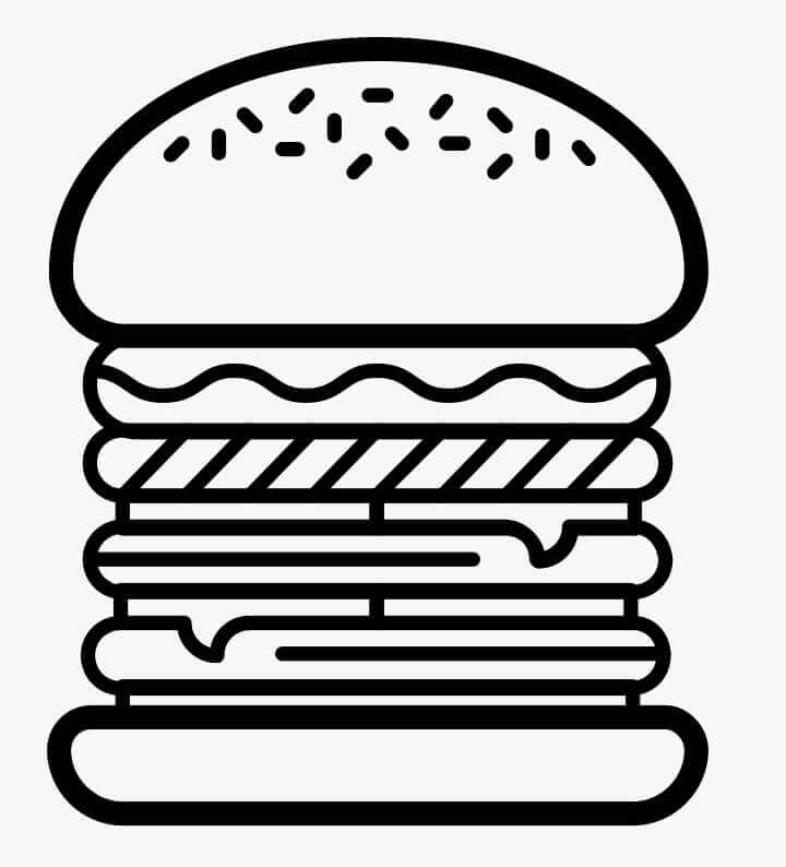  Icono de Hamburguesa para colorear, imprimir e dibujar –ColoringOnly.Com