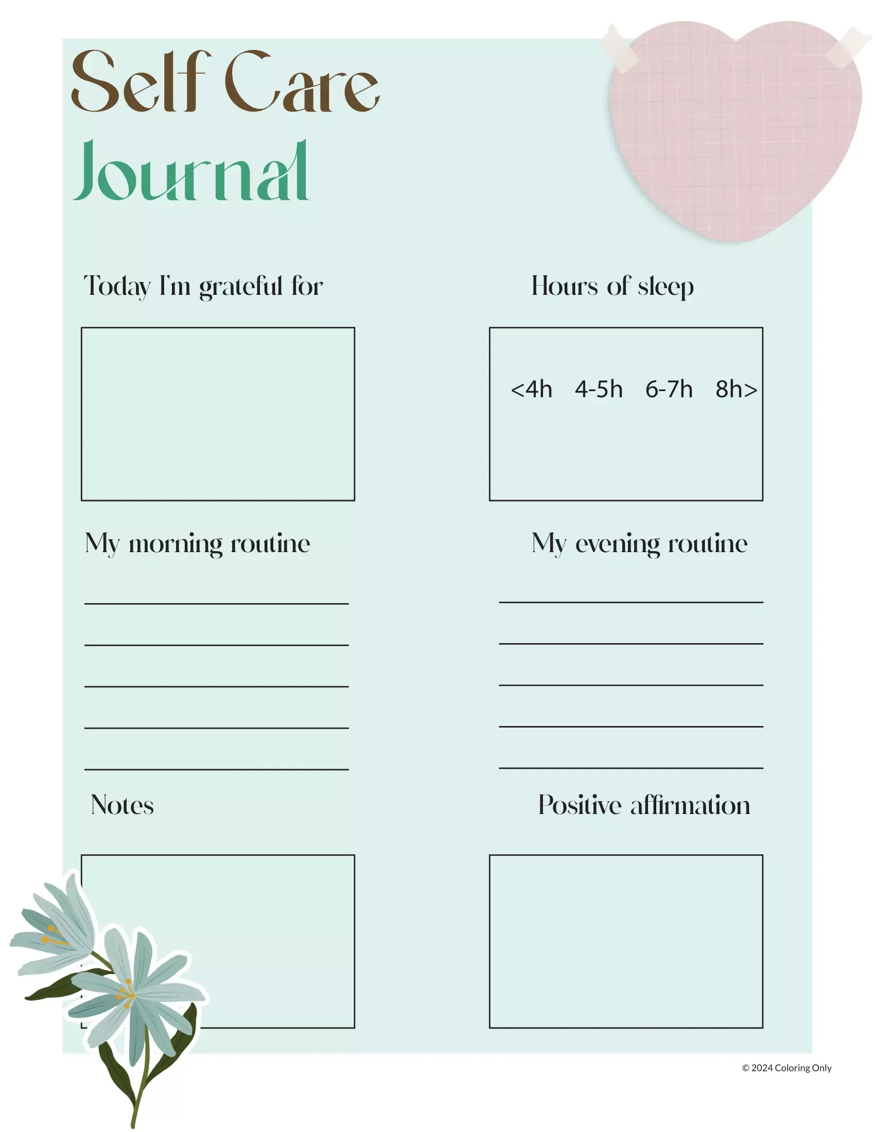 Plantilla De Diario De Autocuidado Del Sueño﻿
