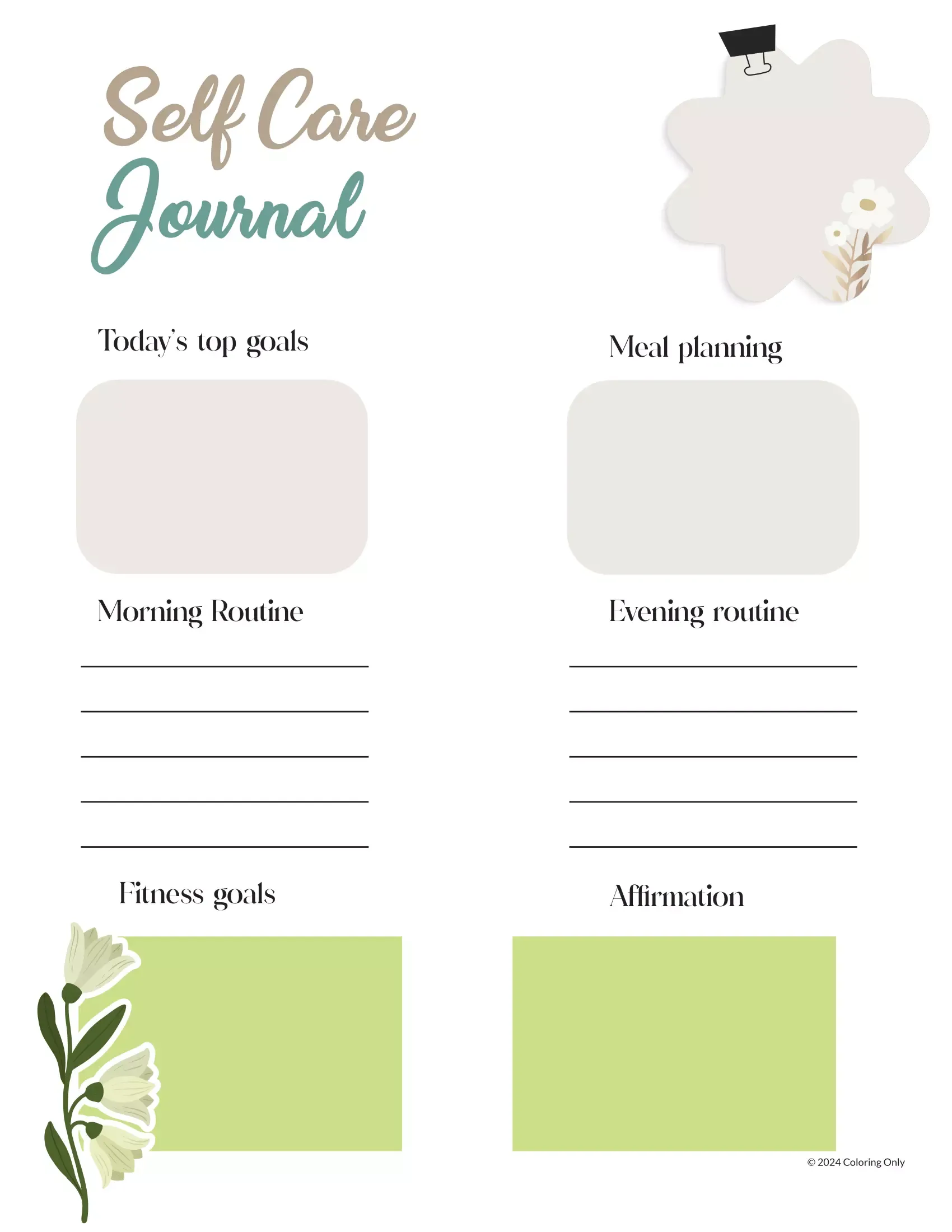 Recursos Imprimibles del Diario de Autocuidado: Tu Guía para el Bienestar Diario