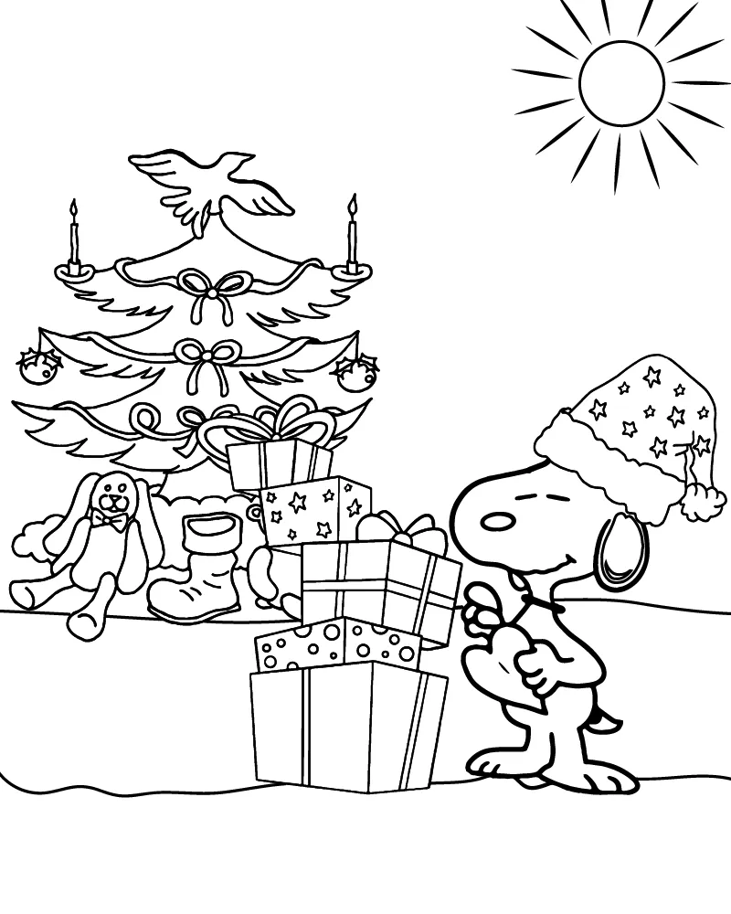 Snoopy Abriendo Regalos De Navidad