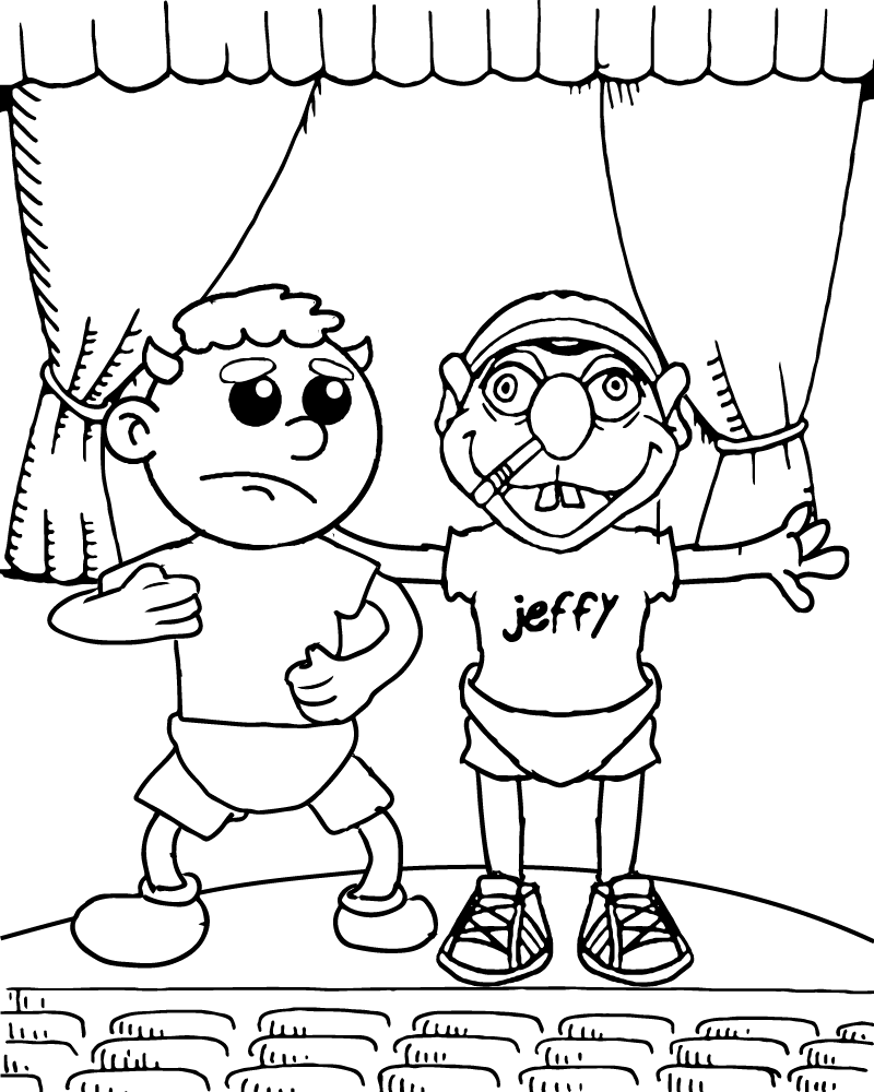 Escena de Teatro con Jeffy el Títere Imprimible