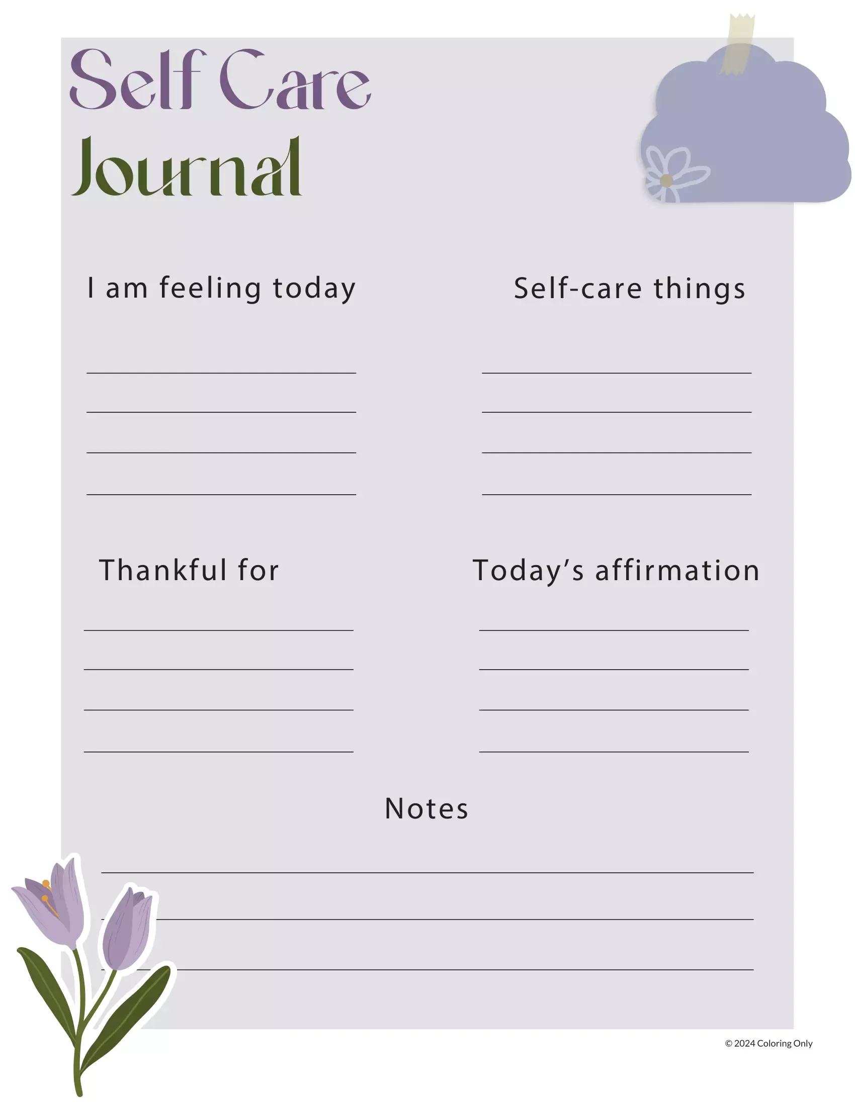 Plantilla De Diario De Autocuidado Agradecido﻿