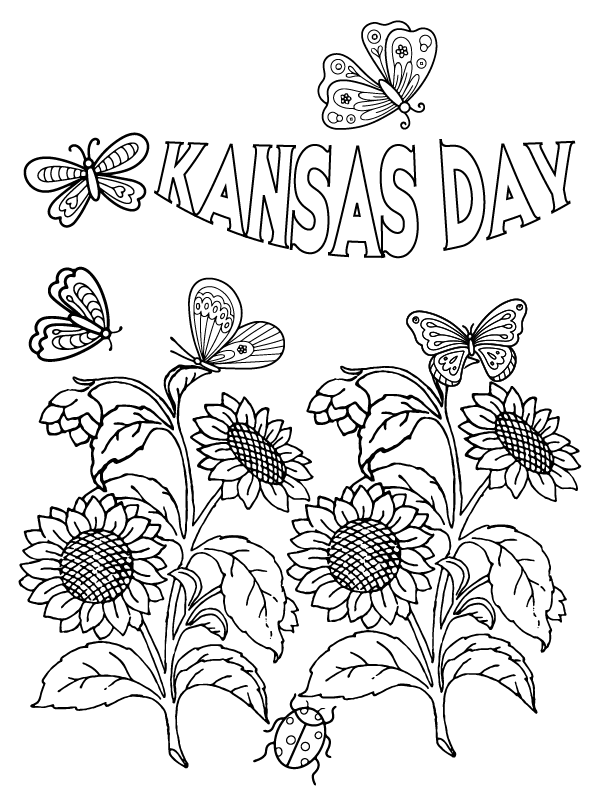 Página de Colorear del Día de Kansas para todas las edades