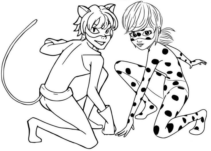 panel Apropiado Intacto Ladybug Básica y Cat Noir para colorear, imprimir e dibujar  –ColoringOnly.Com