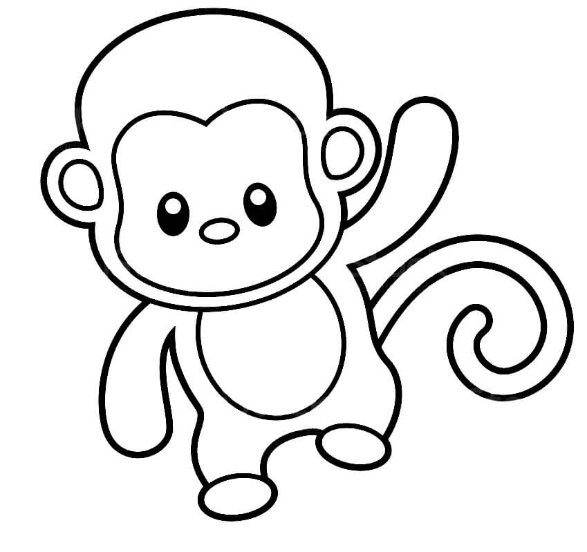 Lindo bebé Mono para colorear, imprimir e dibujar