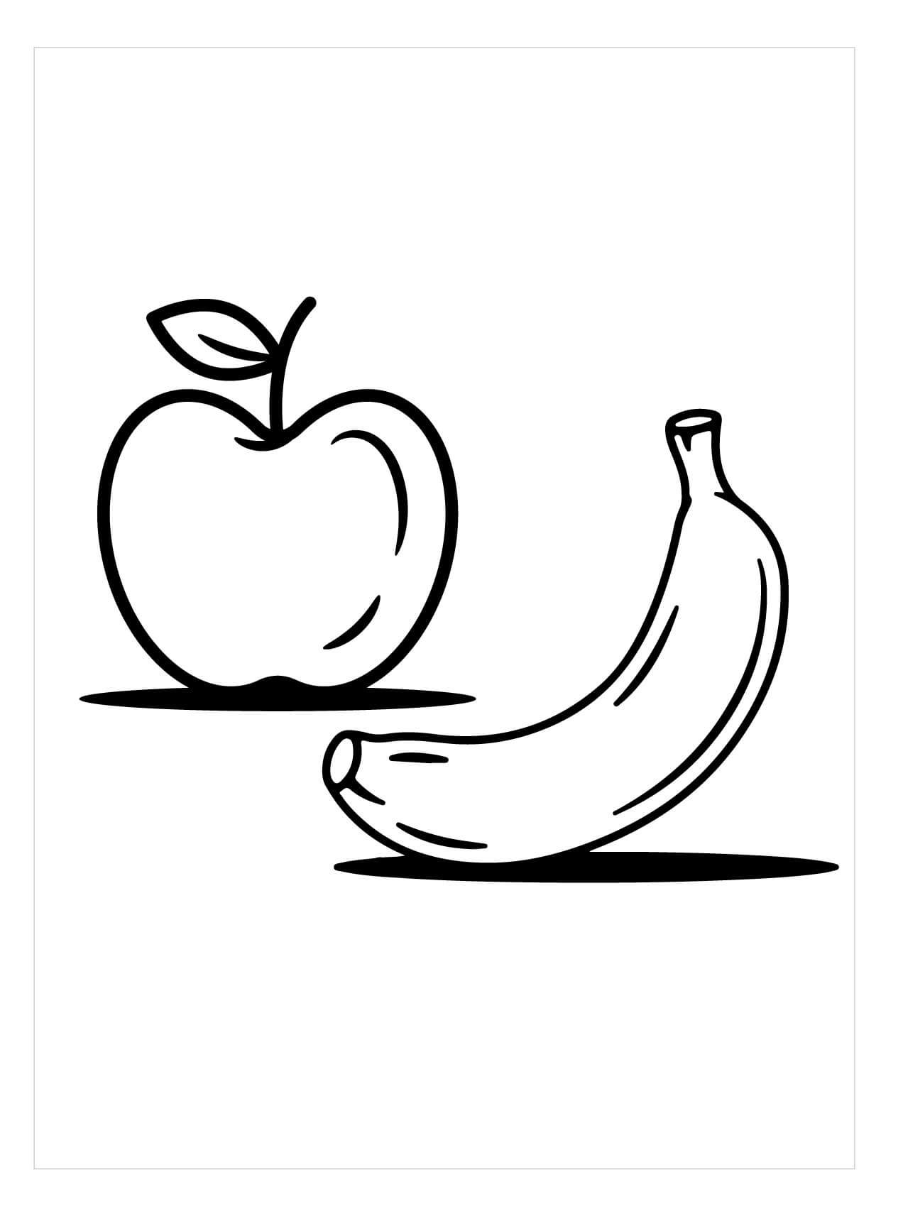 Manzana Y Plátano Para Colorear Imprimir E Dibujar Coloringonlycom 0311