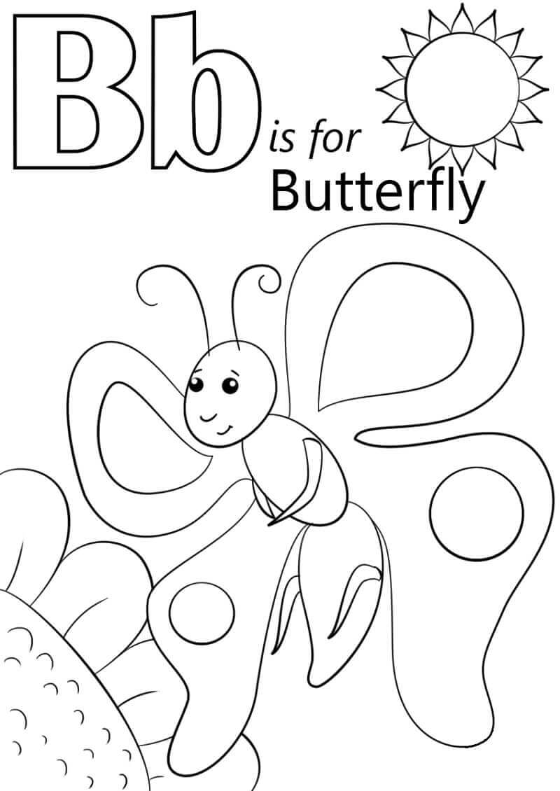 Mariposa Letra B Para Colorear, Imprimir E Dibujar –ColoringOnly.Com