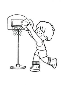 Niño jugando Baloncesto para colorear, imprimir e dibujar –