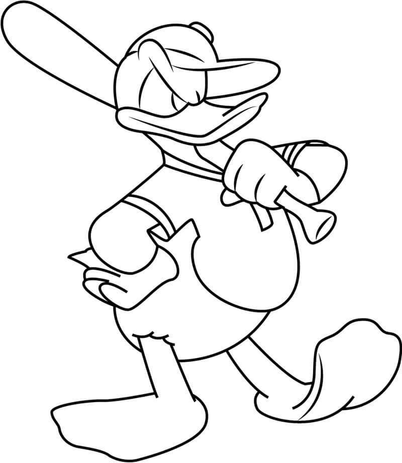 Pato Donald Jugar al Béisbol para colorear imprimir e dibujar ColoringOnly Com