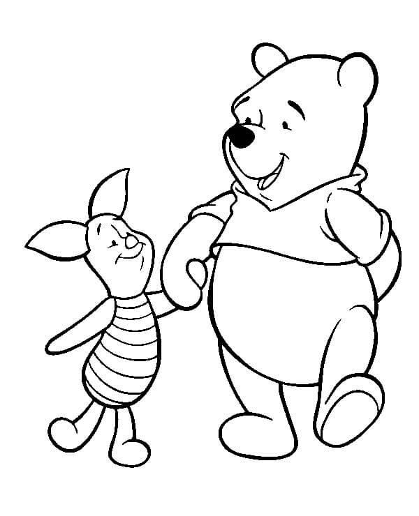 Piglet y Pooh cogidos de la Mano para colorear, imprimir e dibujar ...