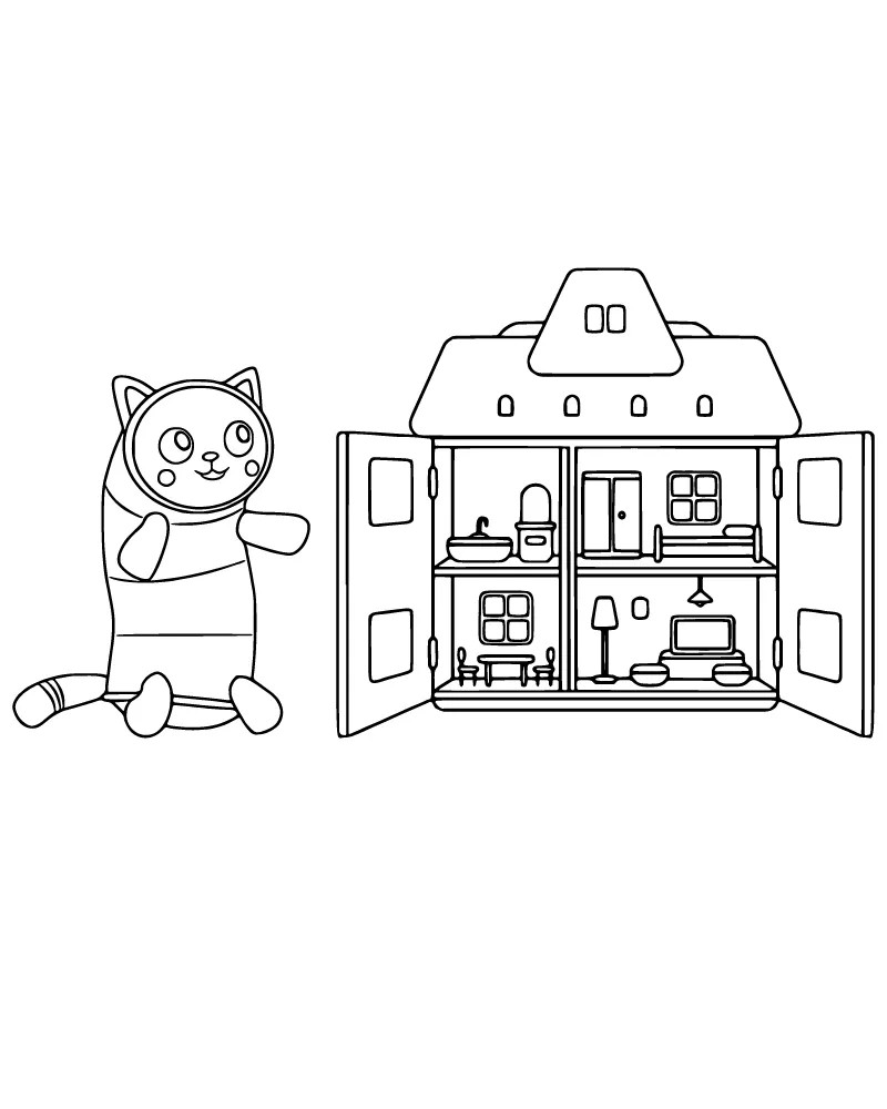 Gato Almohada En La Casa De Muñecas