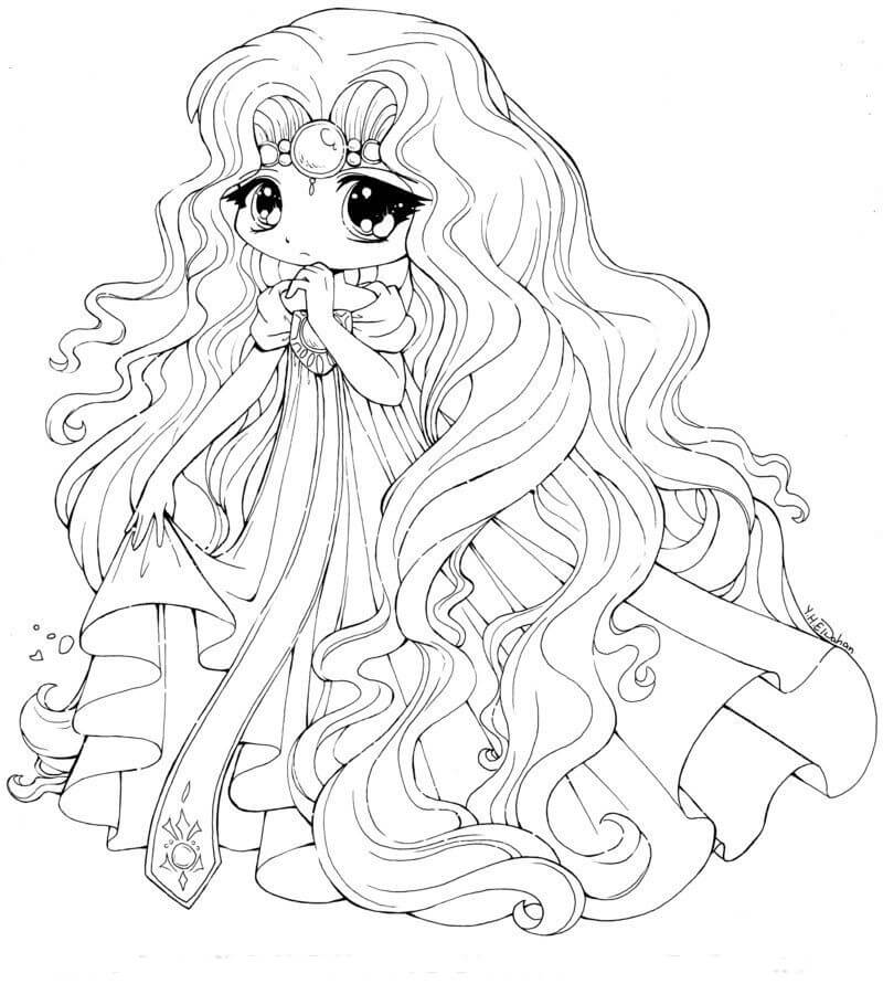 Chica Anime Kawaii Para Colorear Imprimir E Dibujar Coloringonly Com