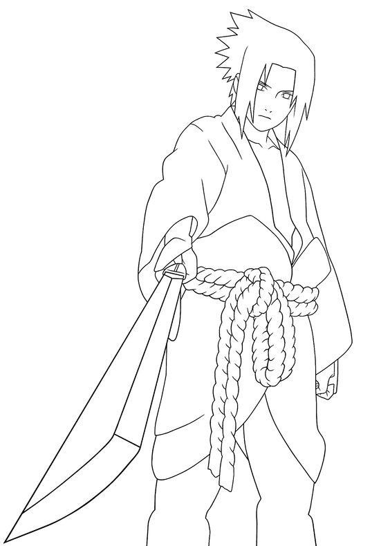 Sasuke Con Espada Para Colorear Imprimir E Dibujar ColoringOnly Com