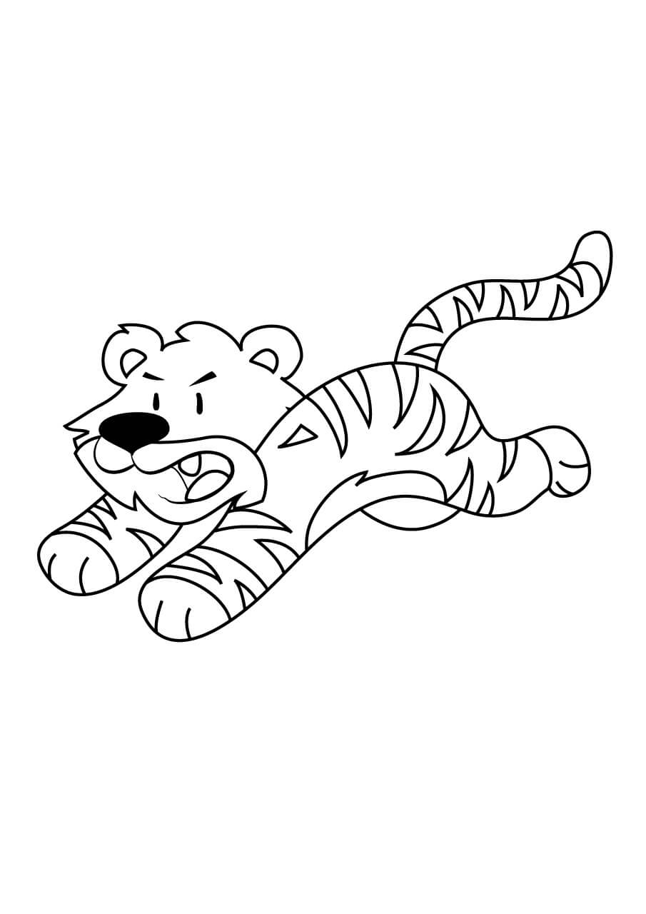 Tigre de Dibujos Animados Corriendo para colorear, imprimir e dibujar  –