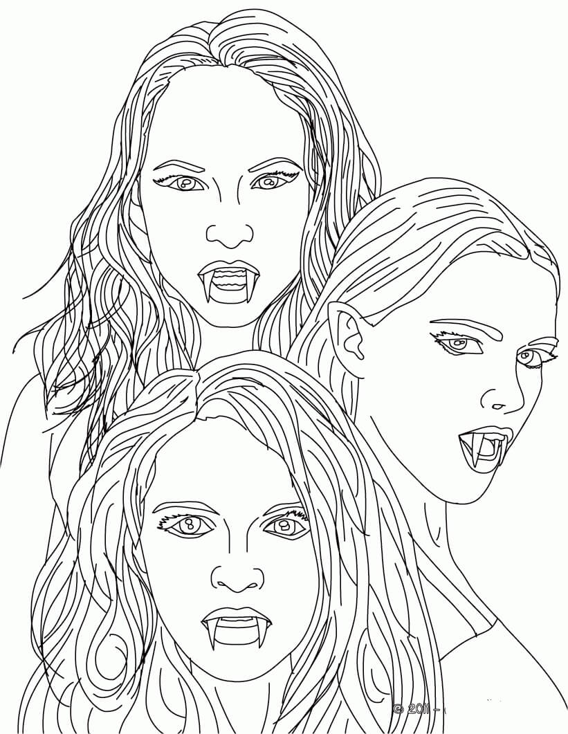 Tres Chicas Vampiro para colorear, imprimir e dibujar –