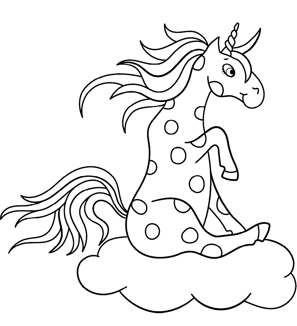 Unicornio Sentado En La Nube Para Colorear Imprimir E Dibujar ColoringOnly Com