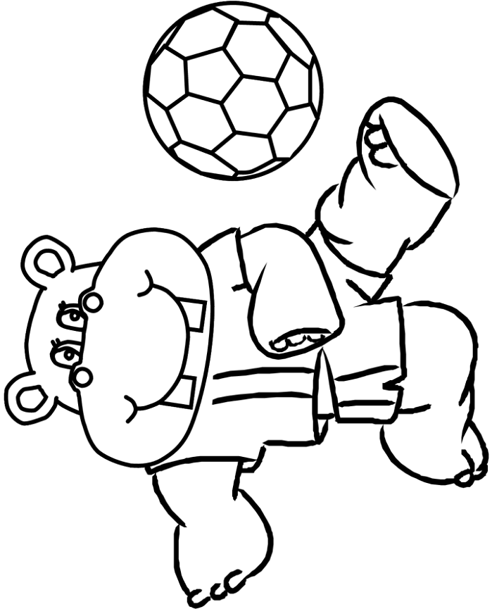 Hippopotame Jouant Au Football