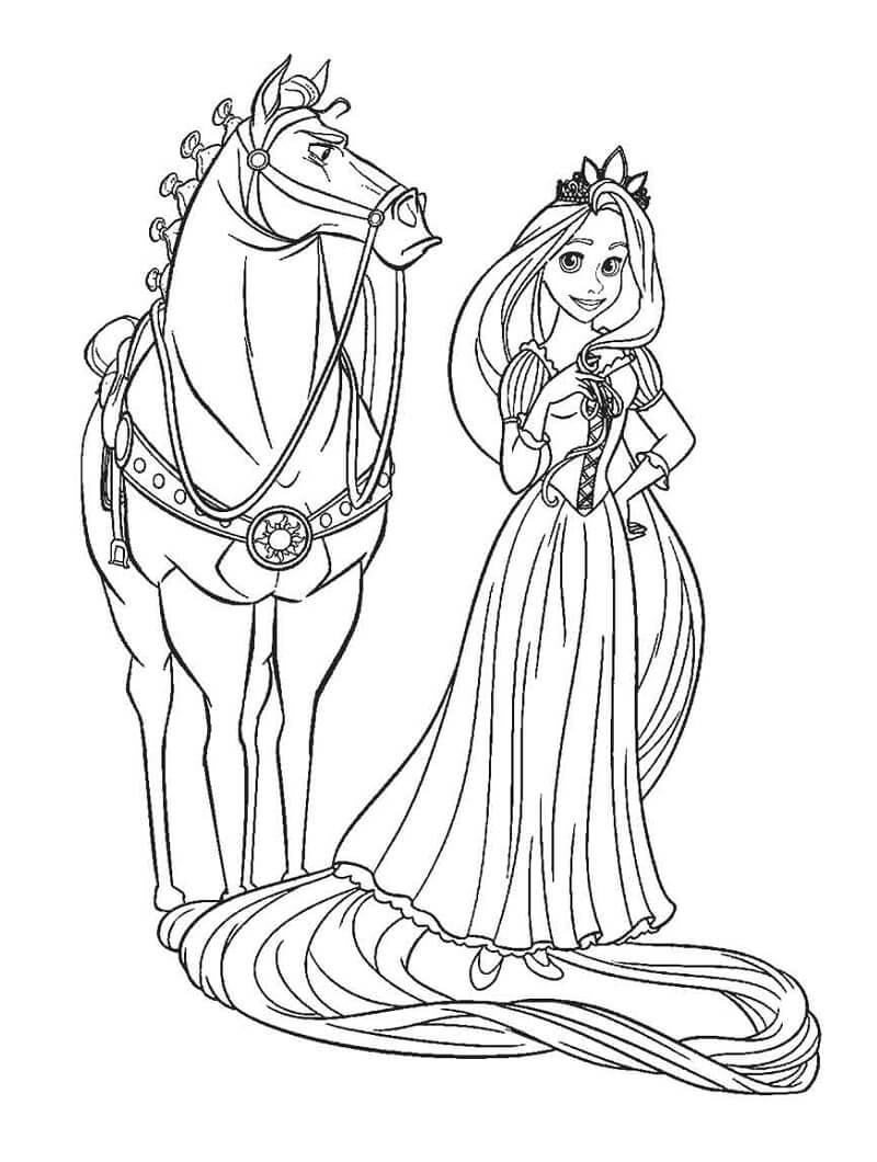 Princesse Raiponce et cheval