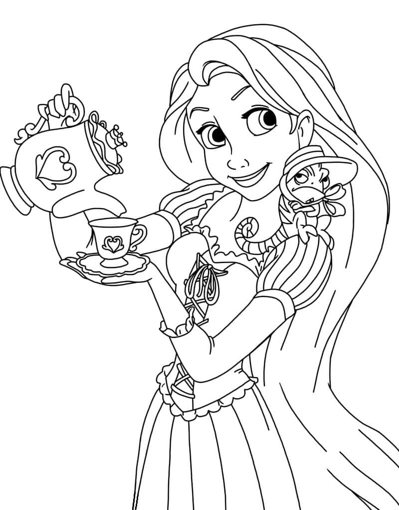 Princesse Raiponce prenant le thé