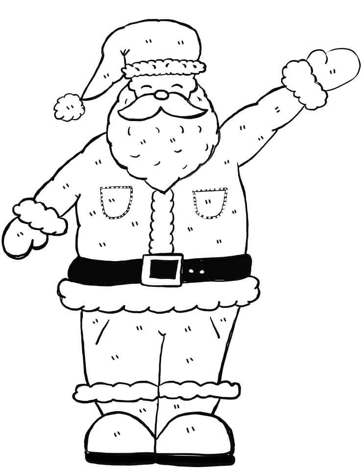 Père-Noël en costume saluant de la main