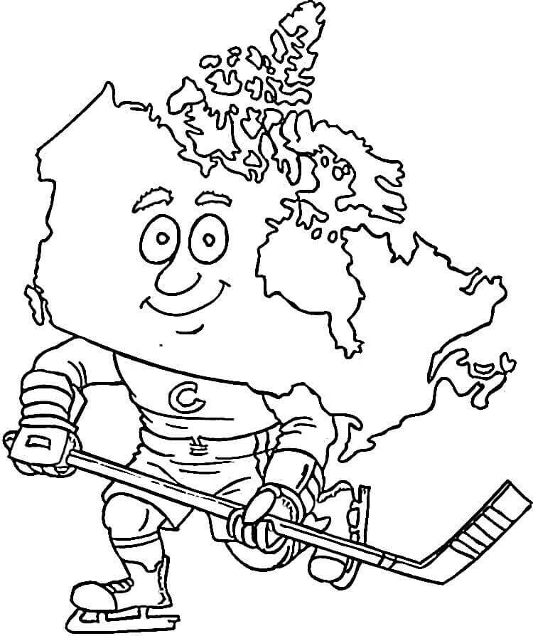 Carte du Canada qui joue au hockey