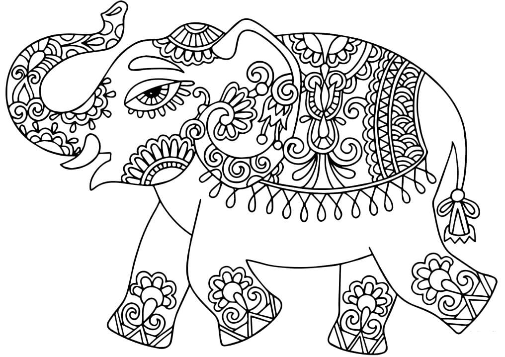 Éléphant aux motifs indiens