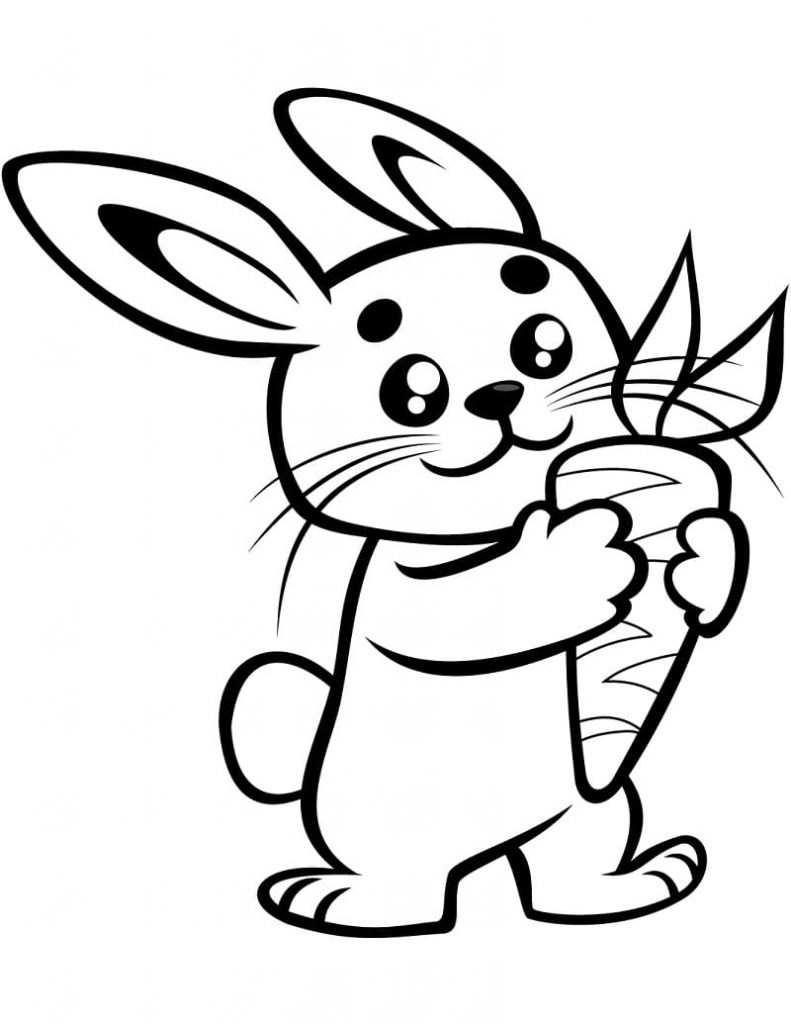 lapin mignon avec une carotte style dessin-animé