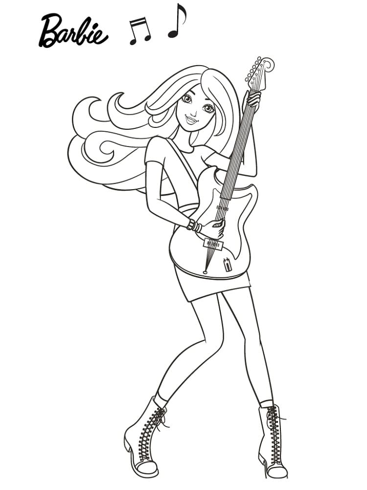 Barbie Jouant de la Guitare