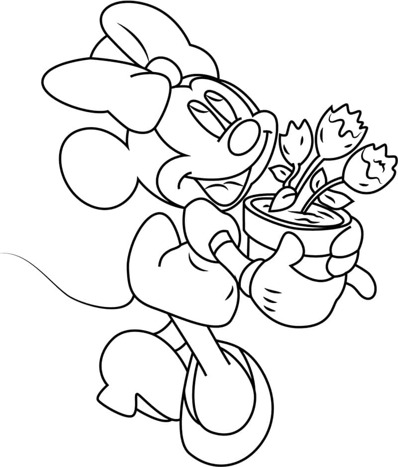 Minnie Mouse avec Pot de Fleurs