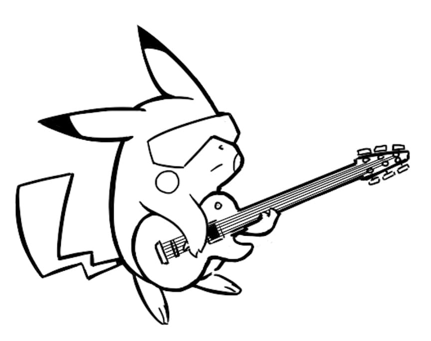 pikachu jouant de la guitare
