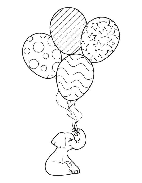 éléphant et ballons