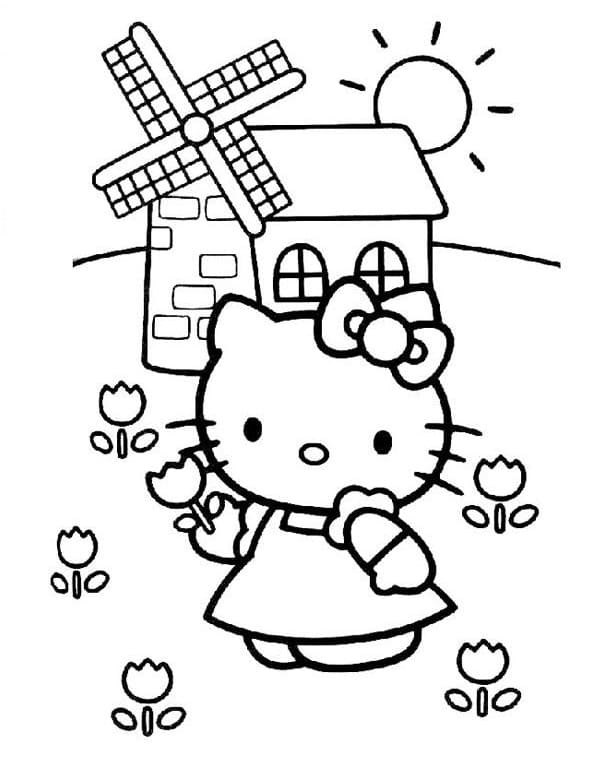 Hello Kitty avec Des Fleurs
