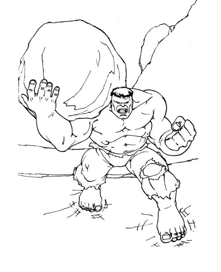 Hulk Tient un Rocher