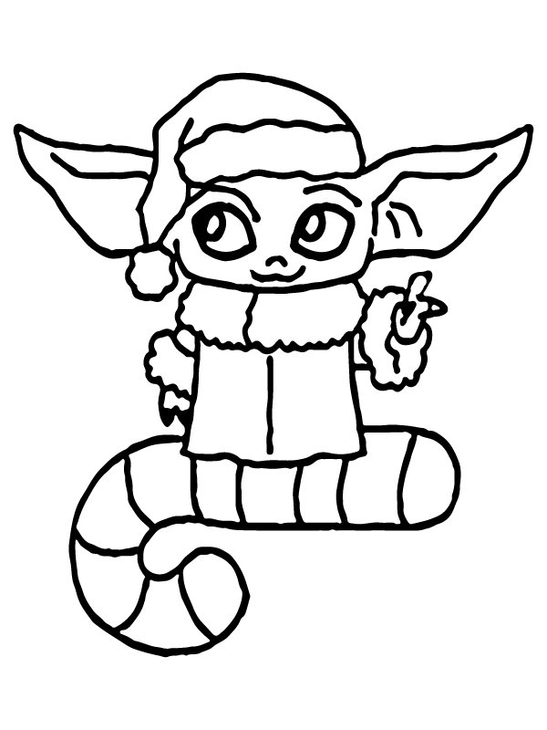 Coloriage: Délicate Bébé Yoda Noël - télécharger et imprimer gratuit