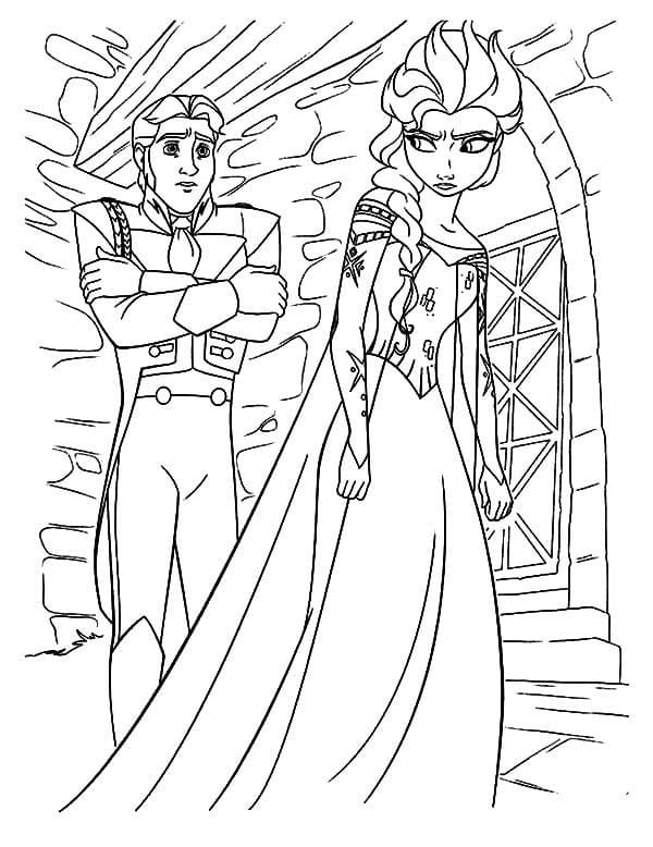 Coloriage Reine Elsa et Hans