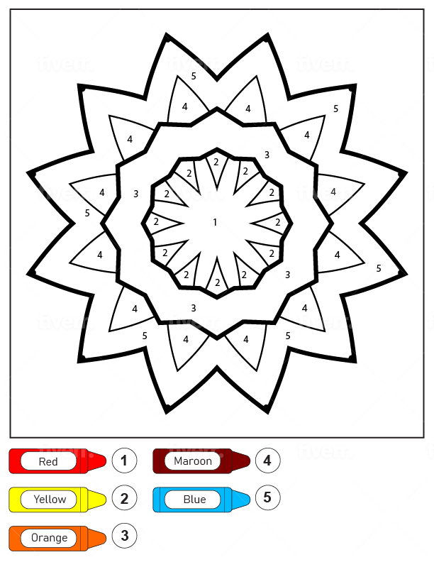 Mandala Motif Fleur pour Enfants Coloriage par Numéro Page de Coloriage