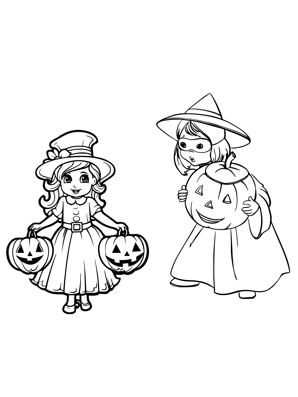 Enfants Mignons D Halloween Coloring Page