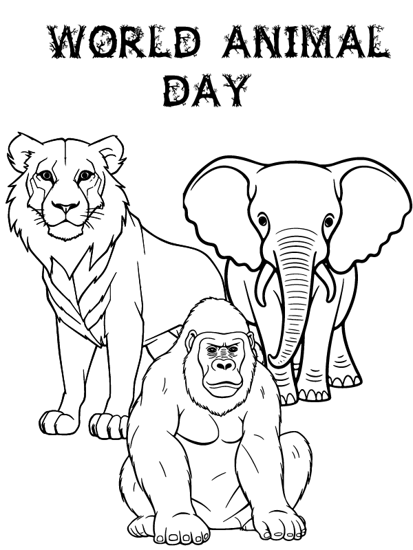 Lion, Éléphant et Singe