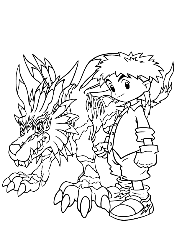 Page de Coloriage Imprimable des Personnages Digimon