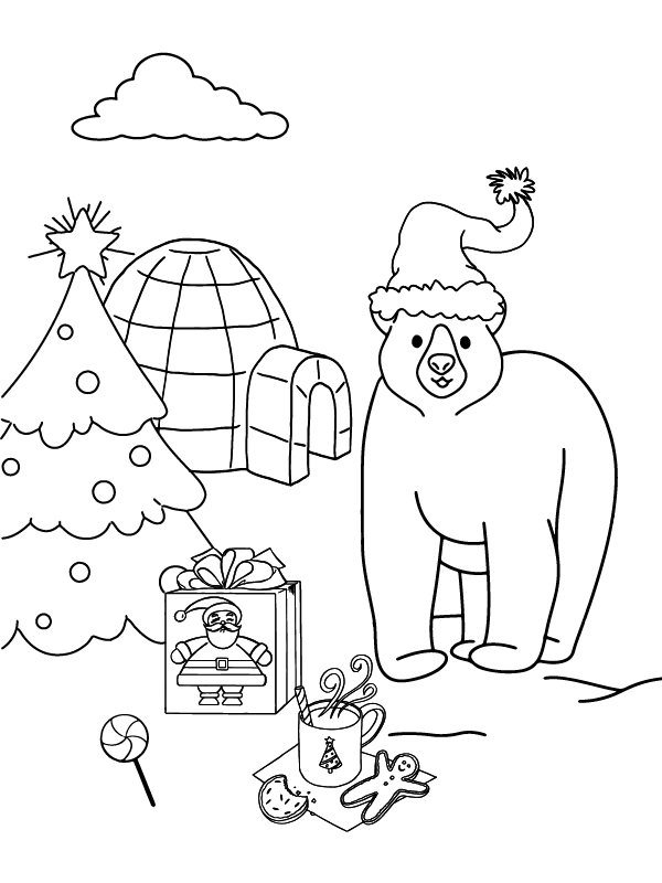 Ours Polaire de Noël avec Igloo