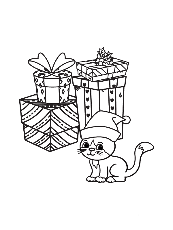 Cadeaux et Chat Mignon pour Noël