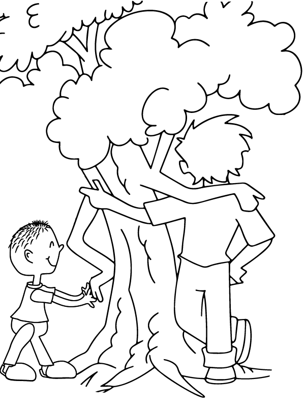 Page de Coloriage de l’Arbre et de l’Homme, Meilleurs Amis