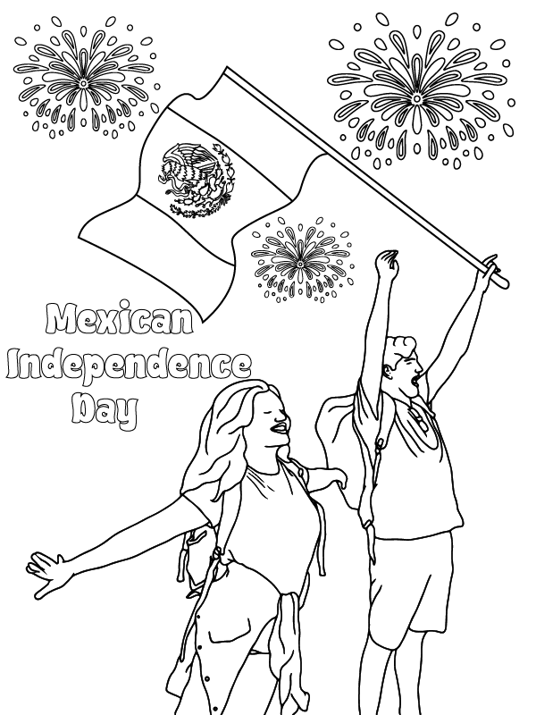 Belle scène de coloriage pour la Fête de l'Indépendance du Mexique