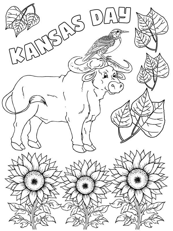 Page de Livre de Coloriage pour la Journée du Kansas