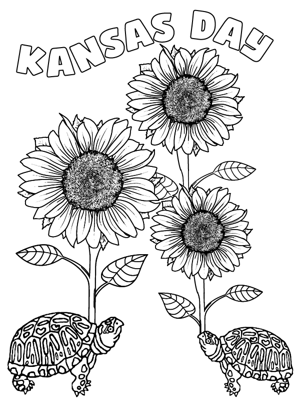 Page de Coloriage pour la Journée du Kansas à Imprimer