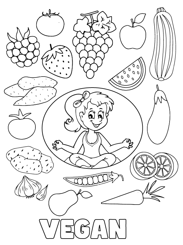 Page de Coloriage avec Thème Végétalien