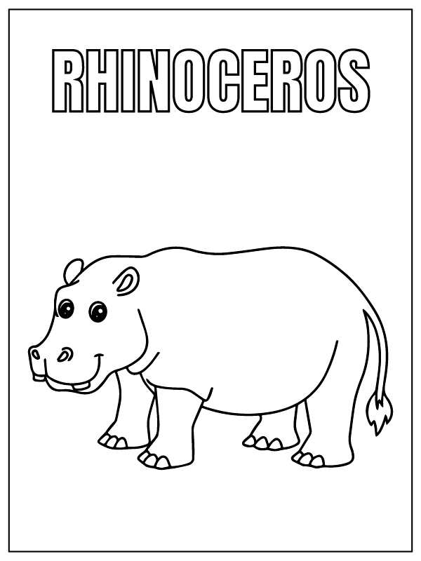 Rhinocéros Mignon Animal de Safari Page de Coloriage