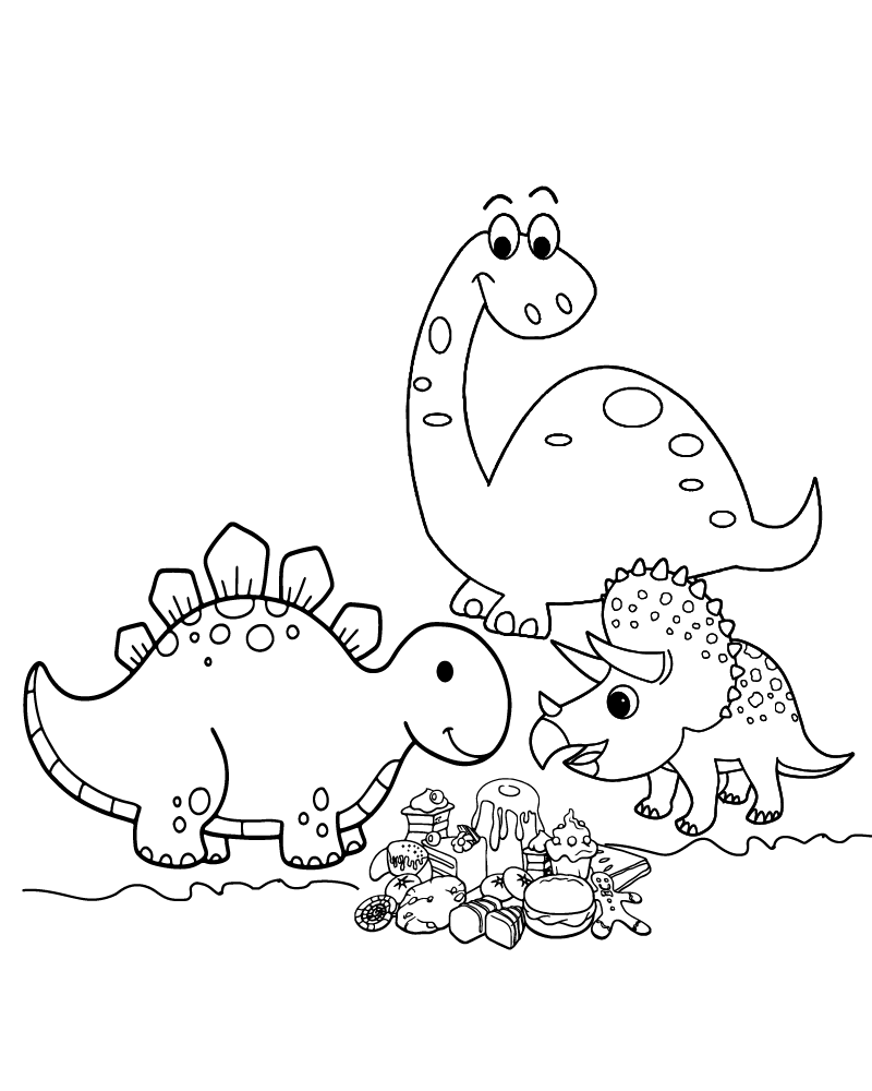 Page à Colorier de Dino pour Enfants Gratuit à Imprimer